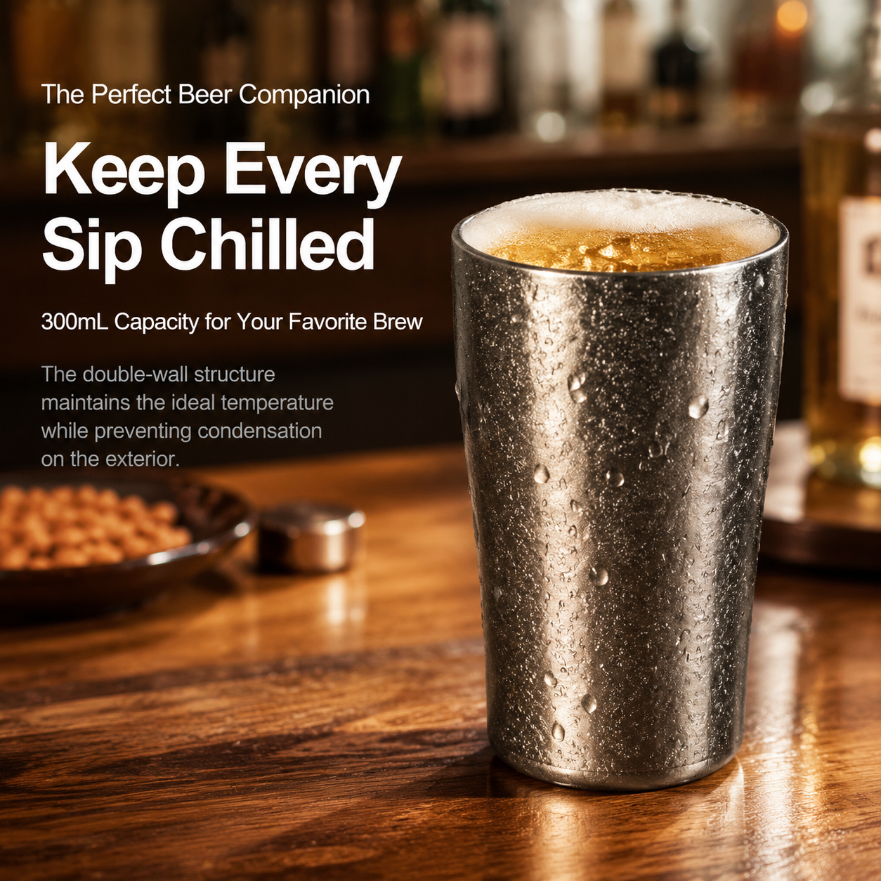 Premium Titanium Beer Cups – Double-Layer Insulated 300ml Lightweight Tumblers