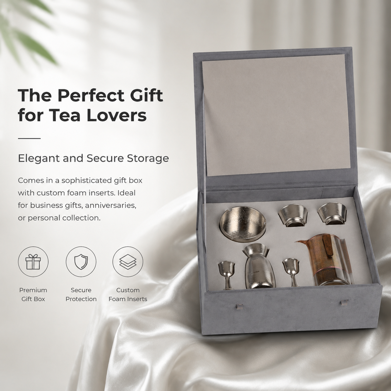 Premium Titanium Tea & Bar Set – Complete Set with Ashtray for Elegant Entertaining