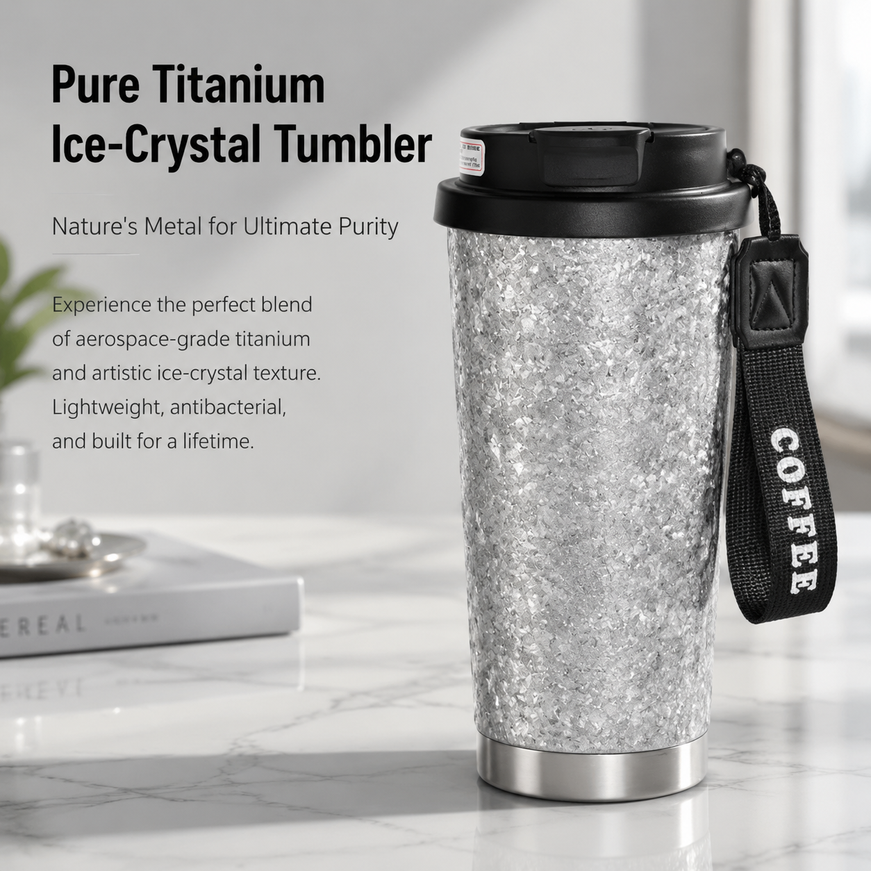 Premium Titanium Travel Coffee Mug – Double-Layer Insulated 535ml Tumbler