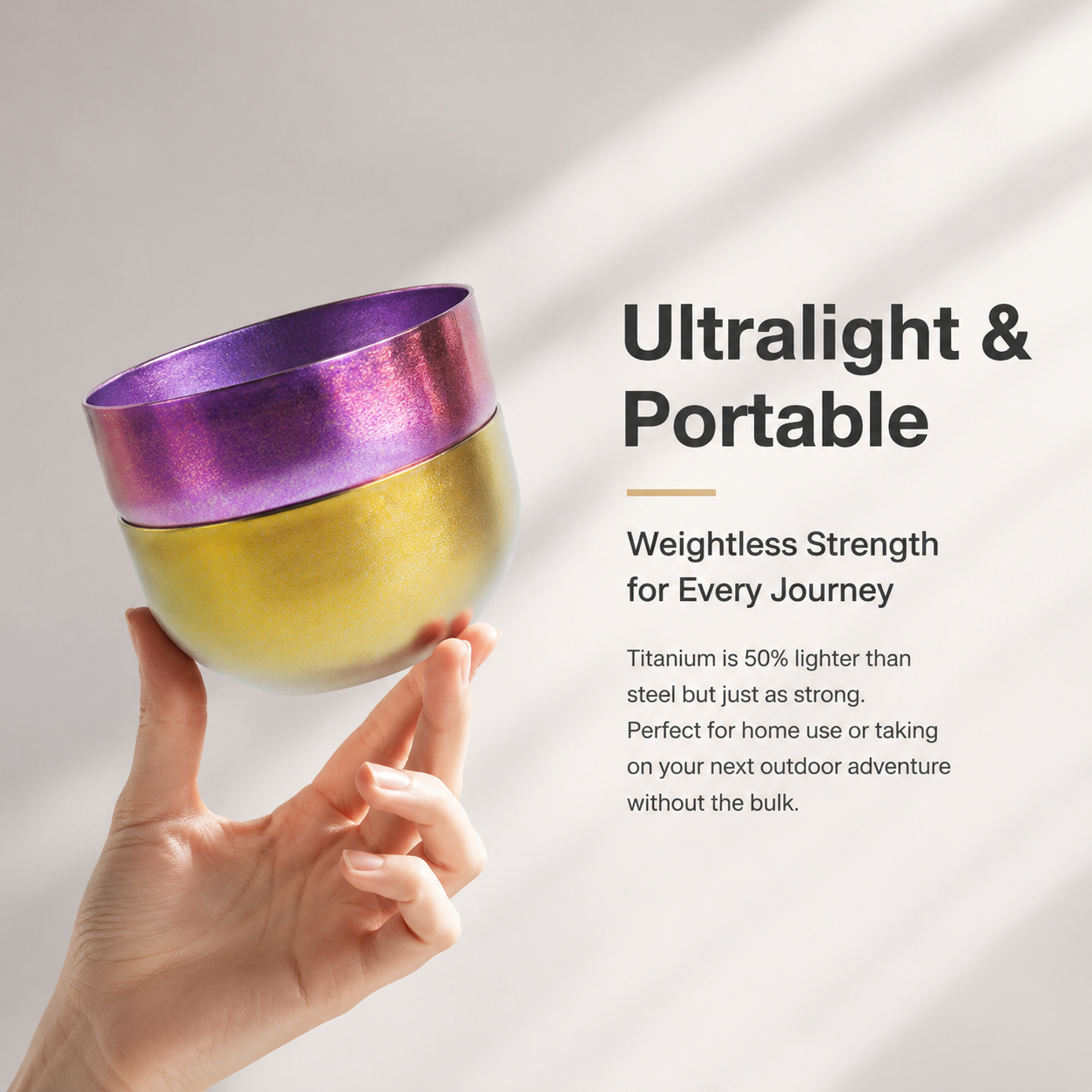 Premium Titanium Rice Bowls – Lightweight Double-Layer Insulated 400ml Bowls