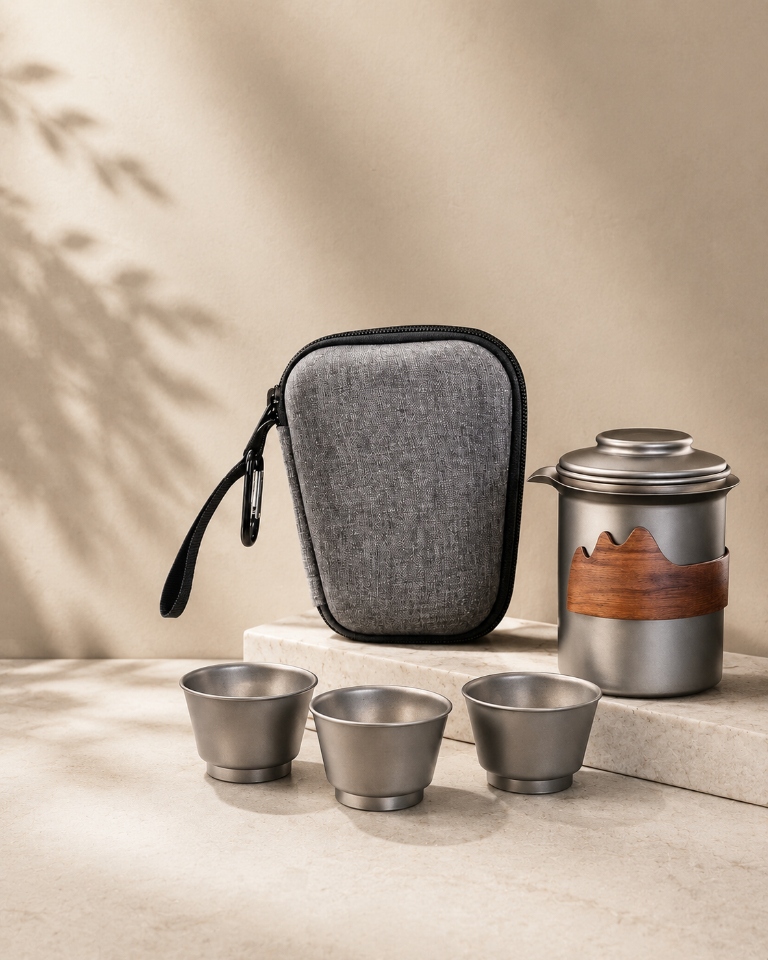AVINOTI Portable Pure Titanium Tea Set – Titanium Teapot & Tea Cups with Carry Case