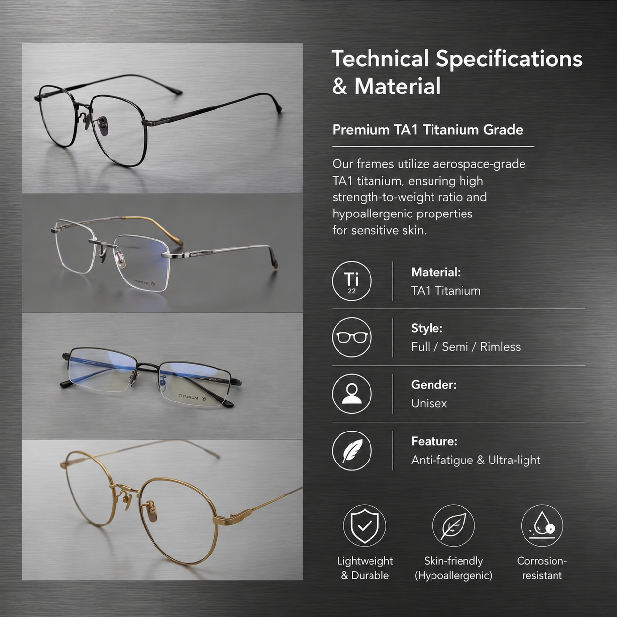 Ultra-Light Titanium Eyeglass Frames – Men & Women Fashion Eyewear