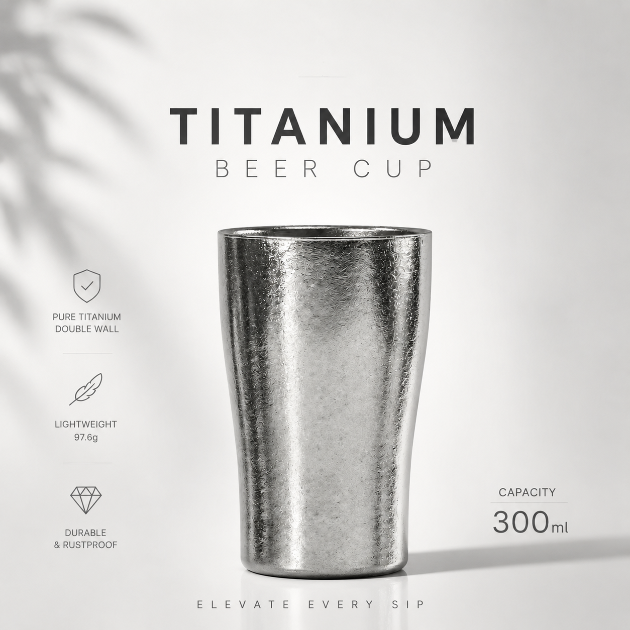 Premium Titanium Beer Cups – Double-Layer Insulated 300ml Lightweight Tumblers