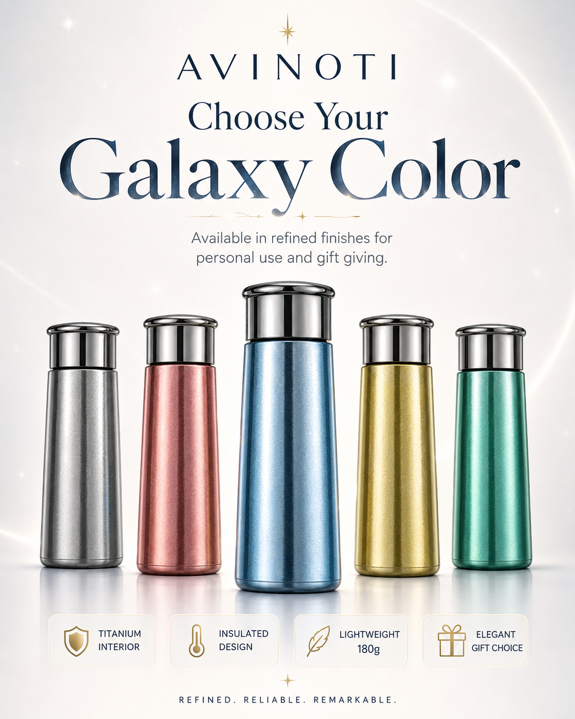 AVINOTI Galaxy Series Titanium Insulated Bottle – Lightweight Double-Wall Travel Cup